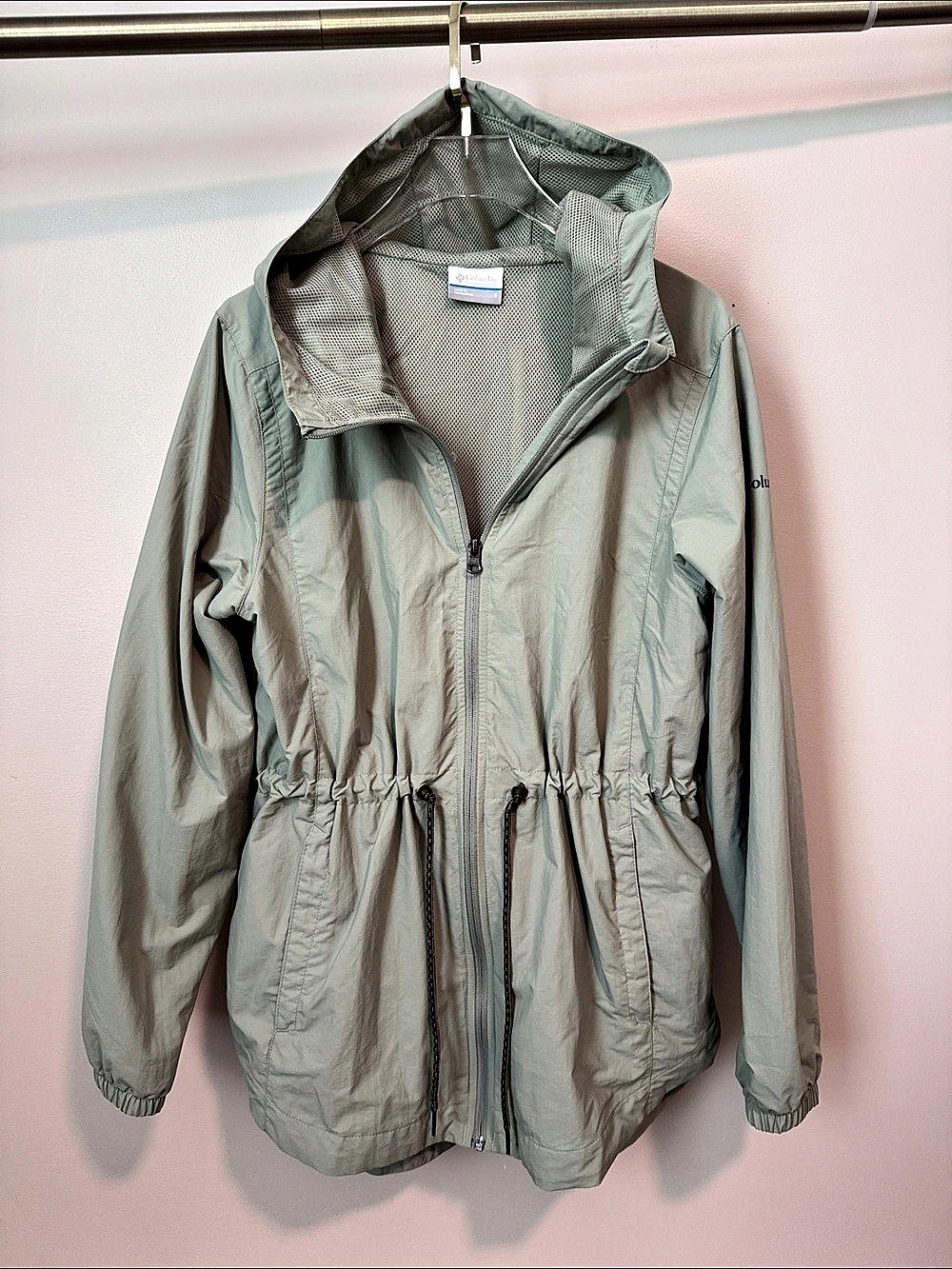 Columbia Flash Forward Lined Windbreaker Hooded Jacket Green Small